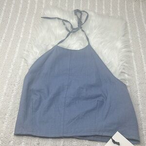 house of harlow linen Blend Cropped halter top Women’s Size 6 Blue